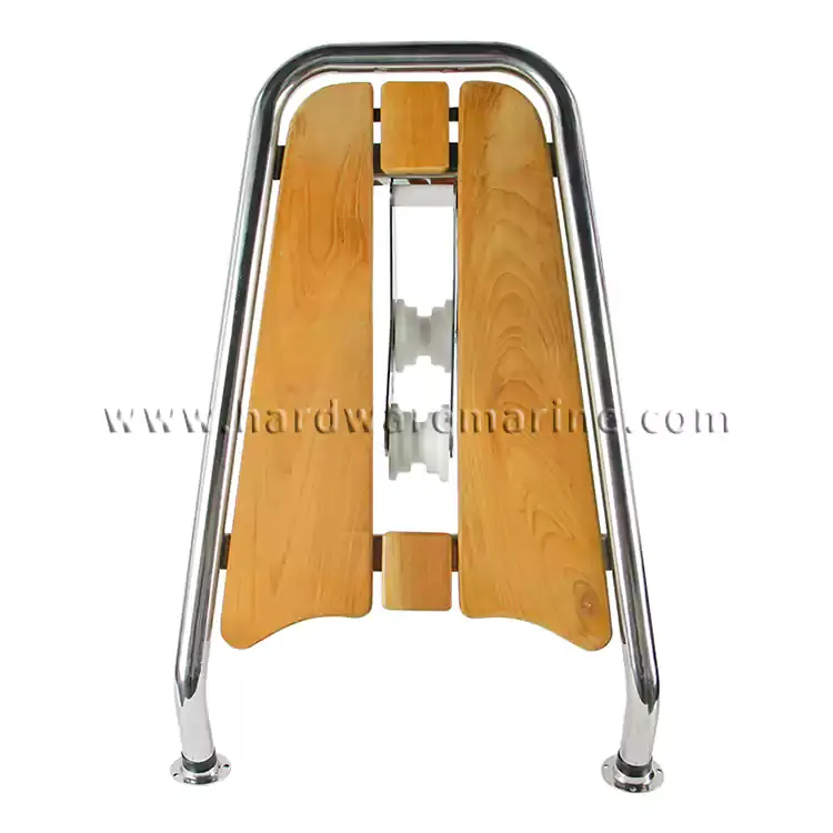 Tangga Lipat Kayu Jati Stainless Steel Platform